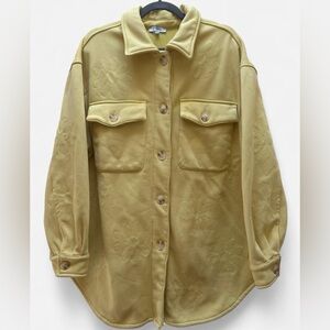 Polagram Flower Embroidered Lightweight Jacket/Shacket Size 1XL Cozy Boxy